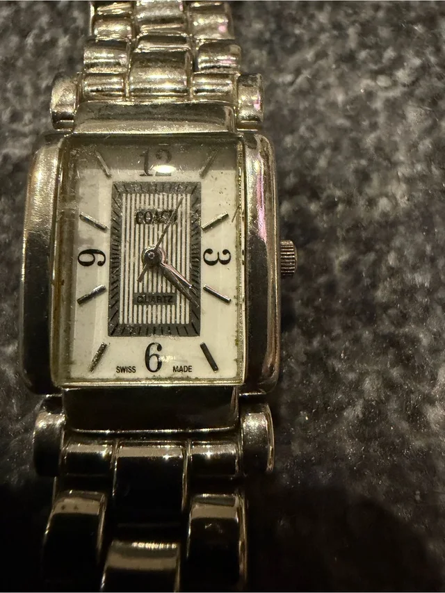 Coach Silver Tone Rectangular Link Bracelet Watch in silver|gray|white from Poshmark