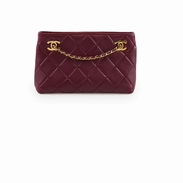 Chanel Mini Shopping Bag Dark Burgundy in Burgundy from The Purse Affair