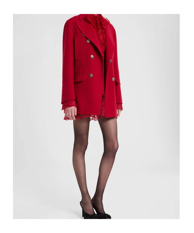 Ermanno Scervino Double-Breasted Wool Double Peacoat with Heraldic Buttons, photo 3 of 5 from SENSER