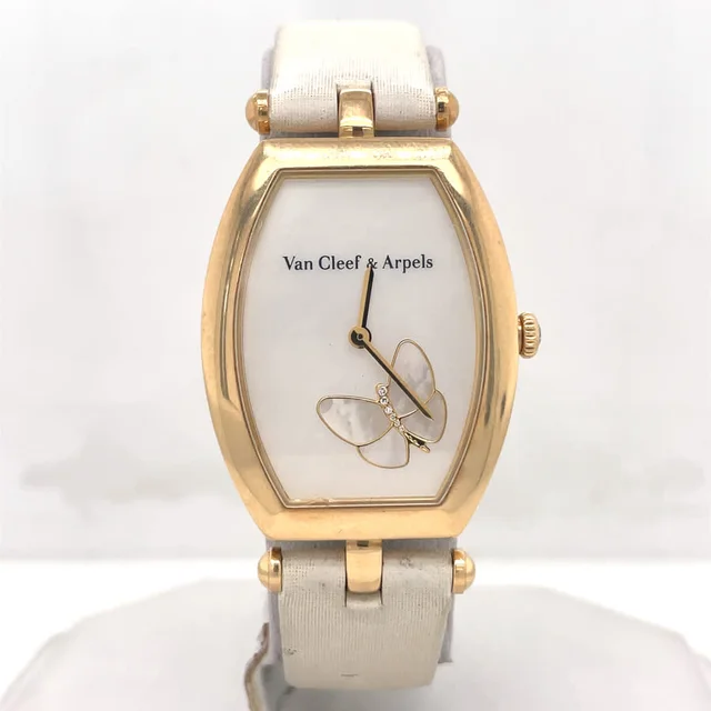 Van Cleef & Arpels Lady Butterfly Quartz Ladies Watch HH13180 in yellow|gold|white Satin from Jomashop.com