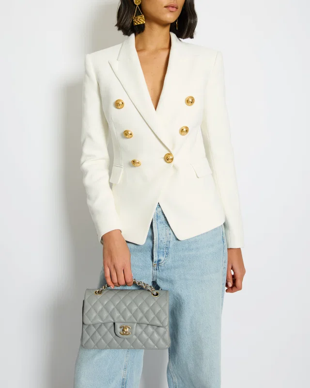 Balmain White Double Breasted Blazer Size FR 34 (UK 6) in White from Sellier
