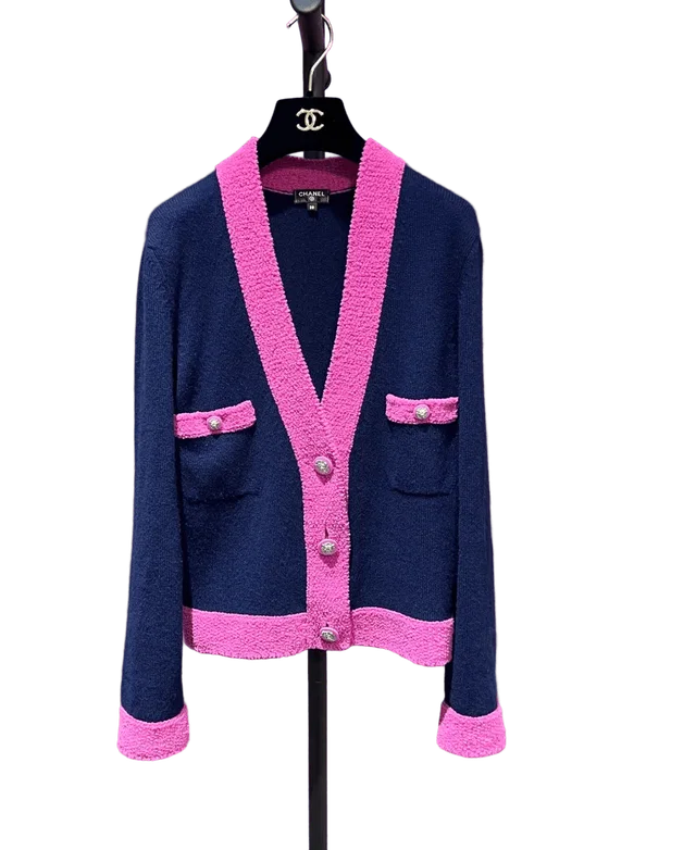 Chanel 2019k Blue/Pink Cardigan 38 in Blue from Luxury Promise