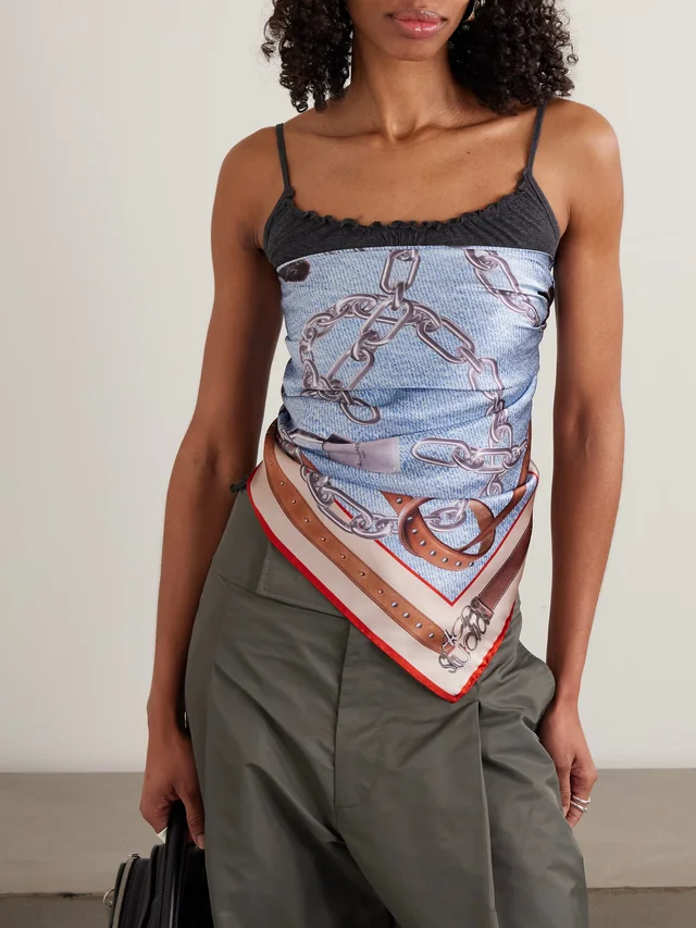 ACNE STUDIOS Printed silk-satin scarf in Blue, photo 2 of 2 from NET-A-PORTER (Canada)