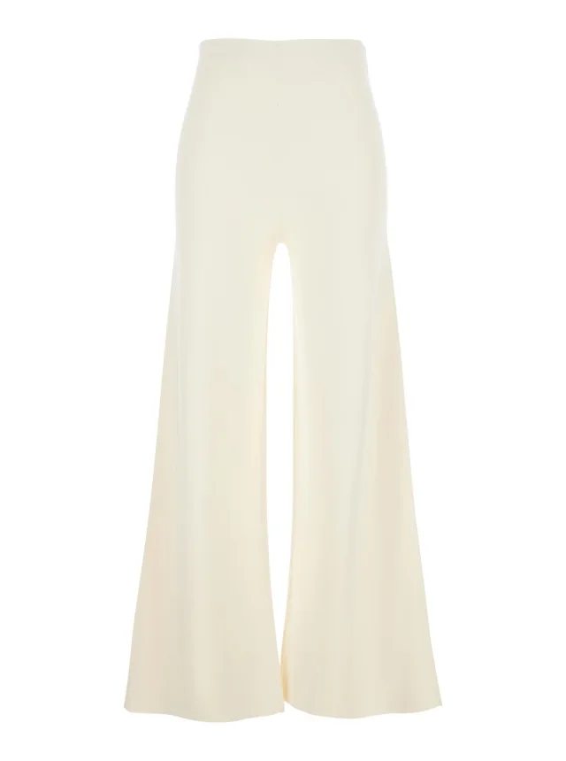 White 'Strillo' High-Waisted Wide-Leg Pants in Viscose Blend Women in White, image 1 of 1 from Gaudenzi Boutique