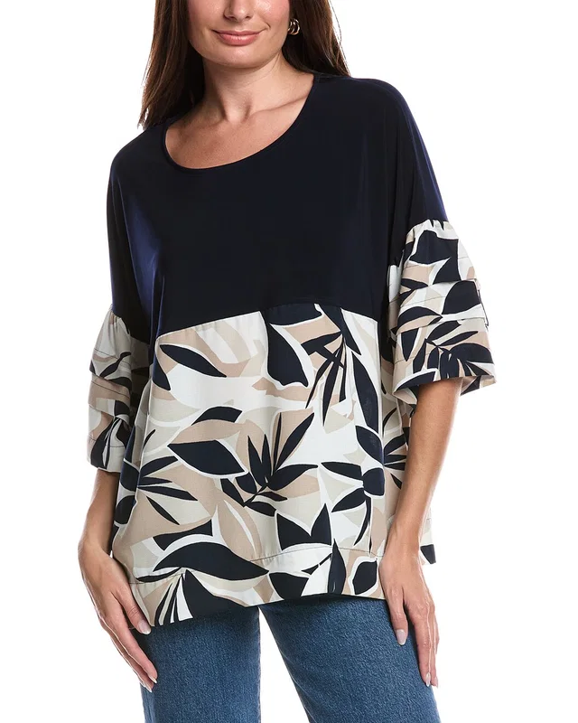 Joseph Ribkoff Tiered Sleeve Mixed Media Top, image 1 of 1 from Gilt