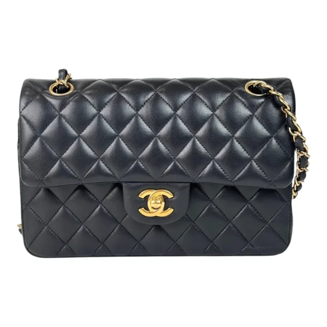 Chanel Classic Flap Small Black Gold Lambskin - Full Set in Black Lambskin from Luxury Promise, photo 2 of 3