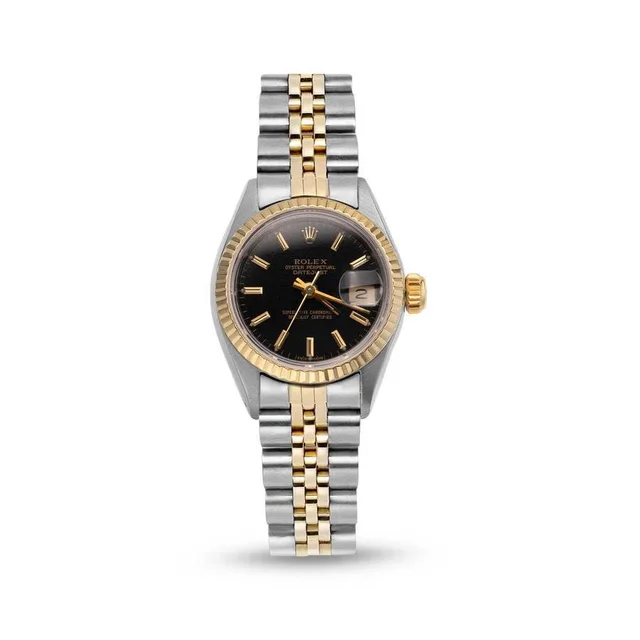 Rolex Datejust Automatic Chronometer Black Dial Ladies Watch 69173 BKSJ in yellow|silver|gold|gray|black from Jomashop.com