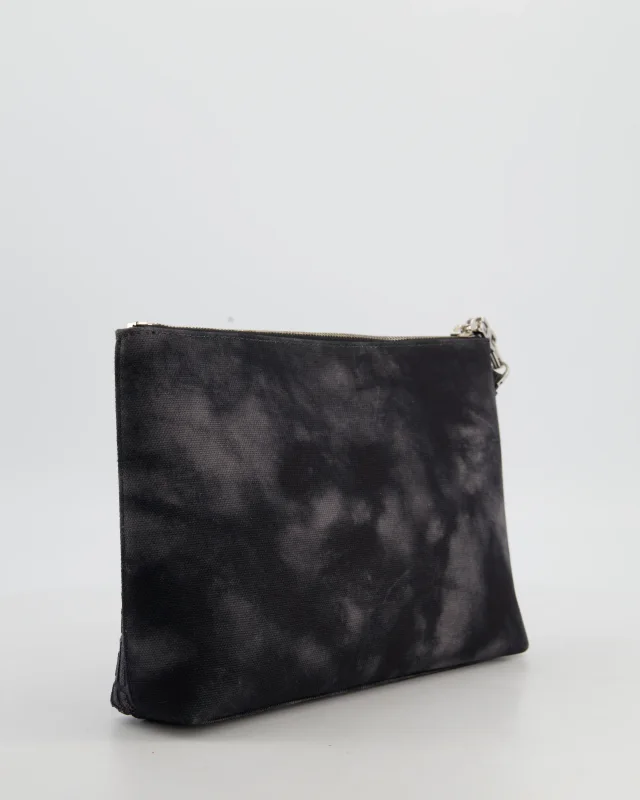 Givenchy and Grey 4G Embroidered Tie and Dye Canvas Travel Pouch with Wrist Strap in Black Canvas from Sellier, photo 6 of 12
