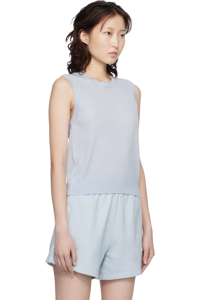 ANINE BING Blue Moni Crop Tank Top, photo 2 of 4 from SSENSE
