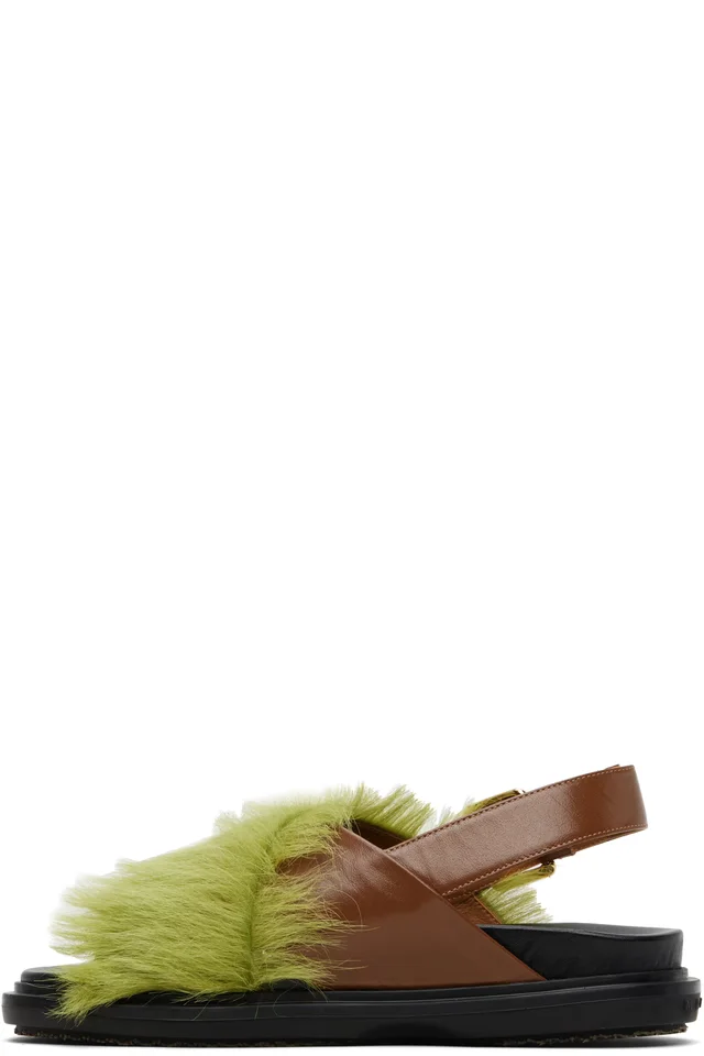 Marni Green & Brown Fussbett Sandals, photo 3 of 5 from SSENSE