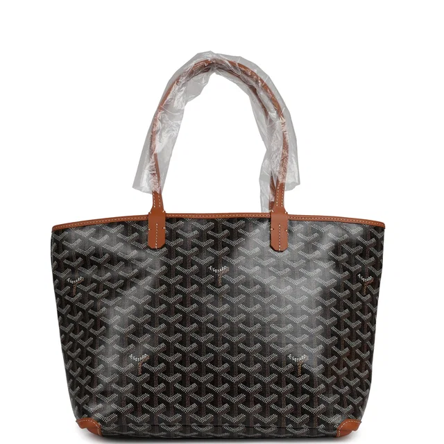 Goyard Goyardine Black, Brown Artois PM Palladium Hardware in Black Calfskin from Madison Avenue Couture