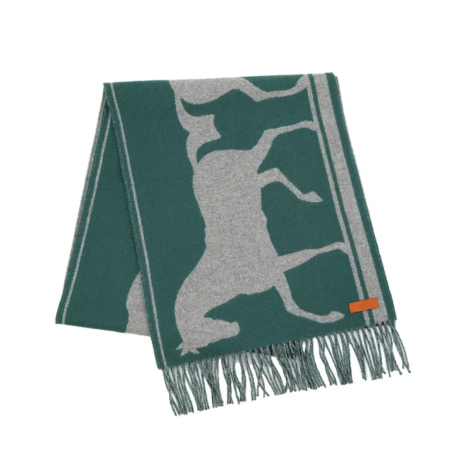 Hermès Tete A Cou Winter Scarf Vert Cypres Gris Chine Cashmere Accessory in Green Cashmere from Luxury Promise