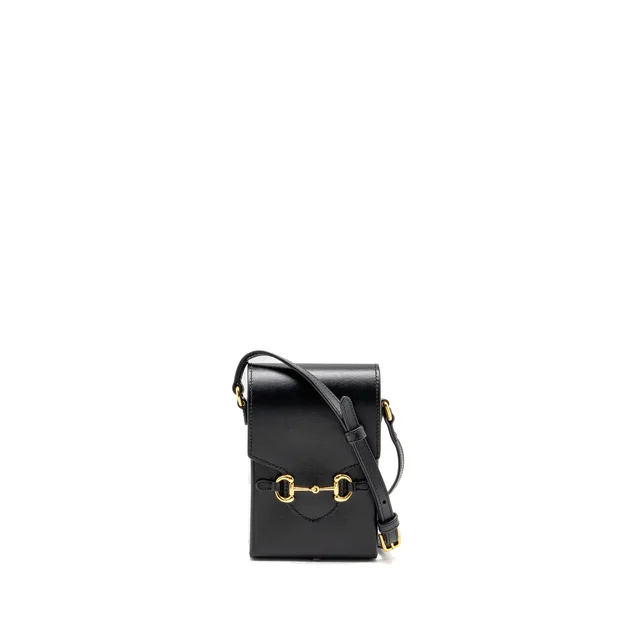 Gucci 1955 Horsebit Mini Crossbody Bag Calfskin Black GHW in Black Calfskin from EMIER