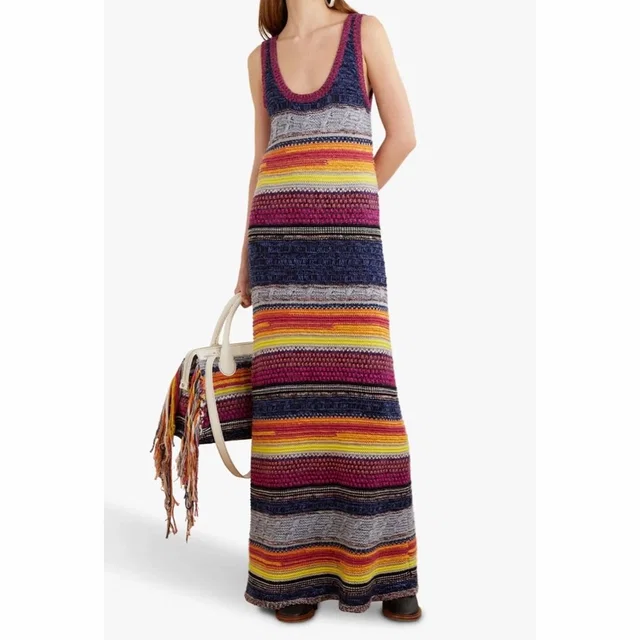 Chloé Rainbow Knit Sweater Tank Dress Cashmere Wool Stripe Colorblock L in pink|blue Cashmere from Poshmark