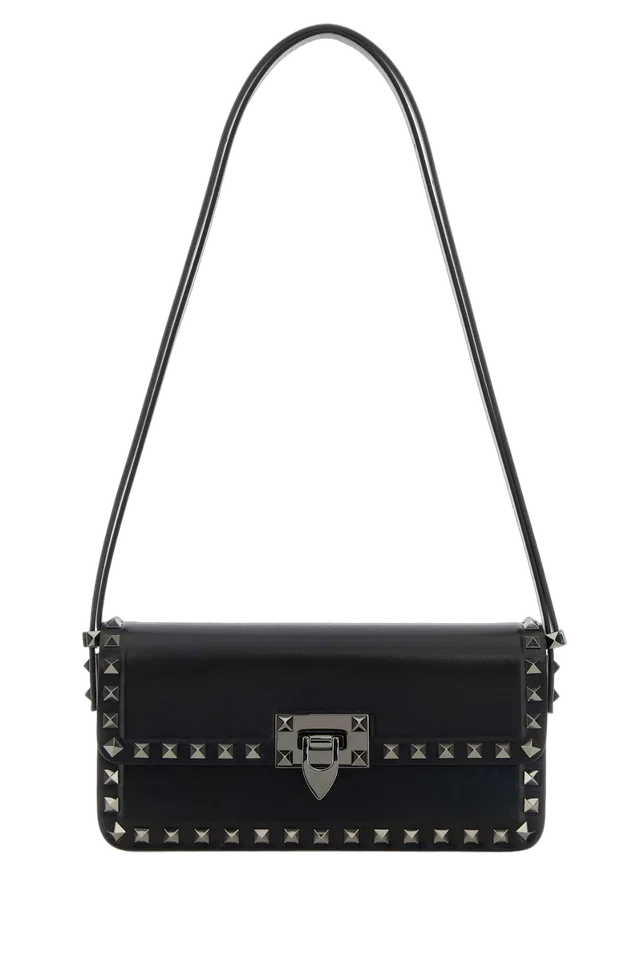 Valentino Garavani Rockstud-Embellished Leather Shoulder Bag — Black in Black Leather from HEWI