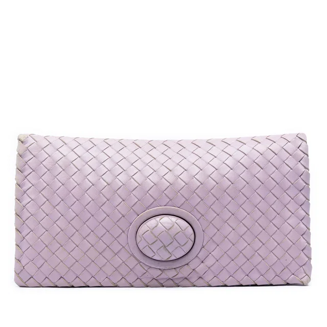 Purple Bottega Veneta Nappa Intrecciato Turn Lock Clutch in Purple Nappa leather from Designer Revival, photo 1 of 1