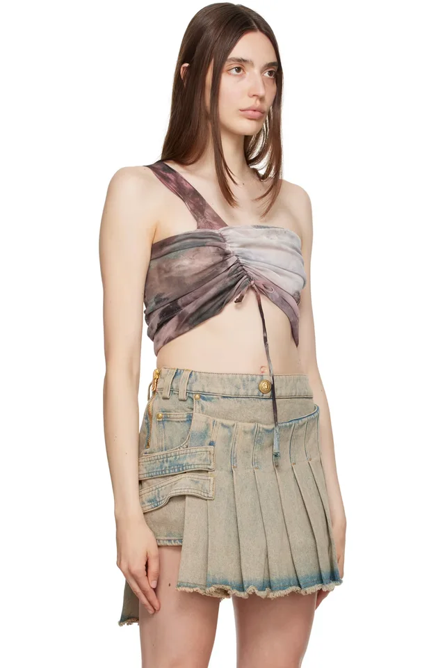 BALMAIN Multicolor Asymmetric Tank Top, photo 2 of 4 from SSENSE