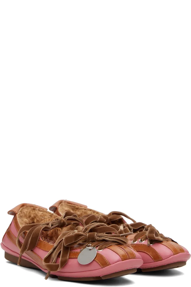 Kiko Kostadinov SSENSE Exclusive Pink & Brown Lella Hybrid Ballerina Flats, photo 4 of 5 from SSENSE
