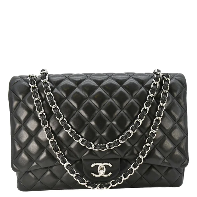 Chanel Classic Maxi Double Flap Quilted Leather Crossbody Bag Black in Black Leather from Dallas Designer Handbags