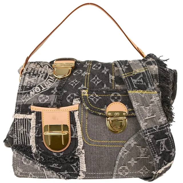 Louis Vuitton Monogram Denim Patchwork Postie 2way Handbag M95375 in Denim from AMORE Vintage Tokyo