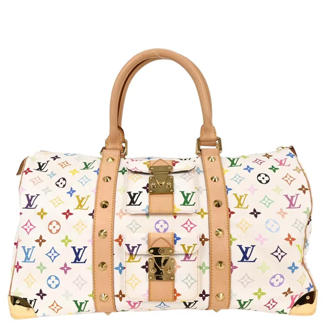 Louis Vuitton White Monogram Multicolor Keepall 45 Handbag M92641 in White Canvas from AMORE Vintage Tokyo