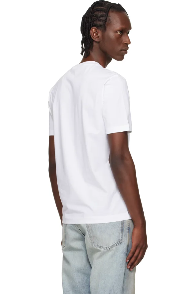 BOSS White Logo Detail Cotton-Jersey T-shirt, photo 3 of 4 from SSENSE