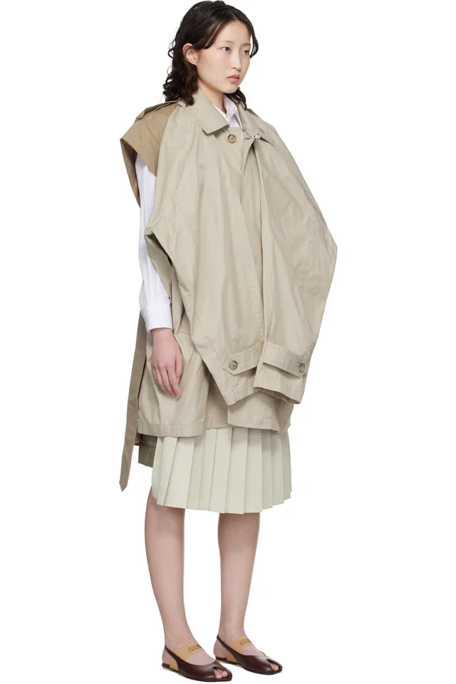 Maison MIHARA YASUHIRO Beige Vest Combined Balmacaan Trench Coat, photo 2 of 2 from SSENSE