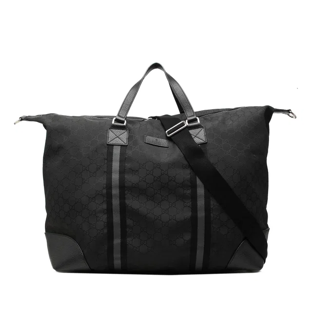 Black Gucci XL GG Nylon Web Duffle Bag in Black Nylon from Designer Revival