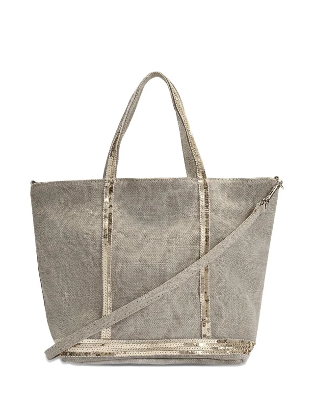 Vanessa Bruno small sequin-trimmed linen tote bag, photo 2 of 2 from FARFETCH