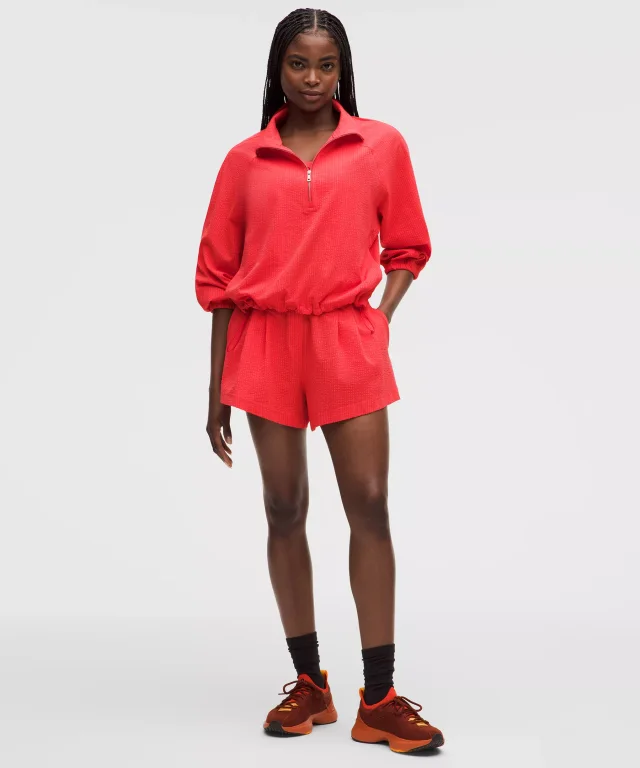lululemon Seersucker WovenAir Funnel-Neck Half Zip in Star Burst Tone/Star Burst Tone, photo 2 of 14 from lululemon