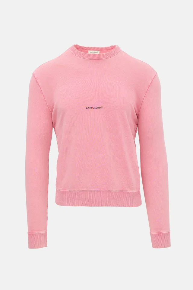 Saint Laurent Distressed Logo Sweatshirt in Satin from VSP Consignment