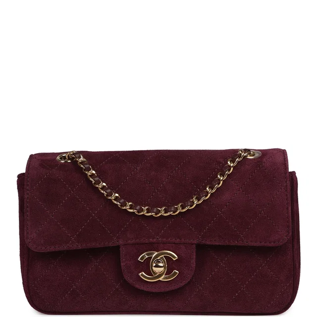 Chanel Mini "Souplissimo" Flap Bag Burgundy Suede Gold Hardware in Burgundy Suede from Madison Avenue Couture