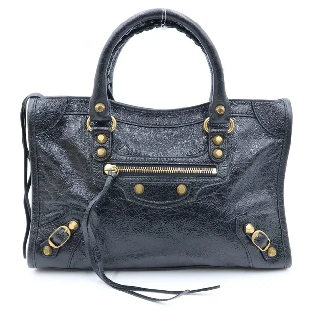 Balenciaga Le City Small 2-Way Shoulder Bag Black Leather Gold in Black Leather from The Reluxe