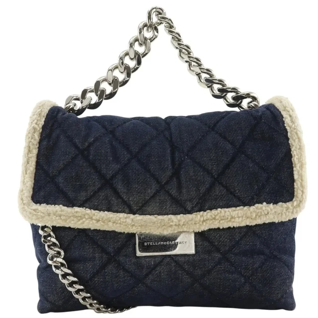 Stella McCartney Beckett Chain Shoulder Bag, Quilted, 2-Way, Denim X Boa, Blue, Women's in blue Denim from Grailed