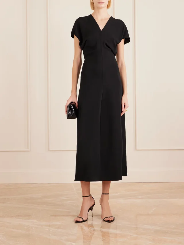 ANINE BING Zadig gathered crepe midi dress in Black, photo 2 of 2 from NET-A-PORTER (Canada)