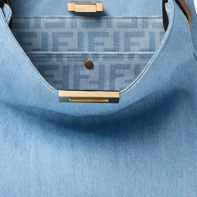Fendi Organic Cotton Denim Shoulder Bag — Blue in Blue Denim from HEWI