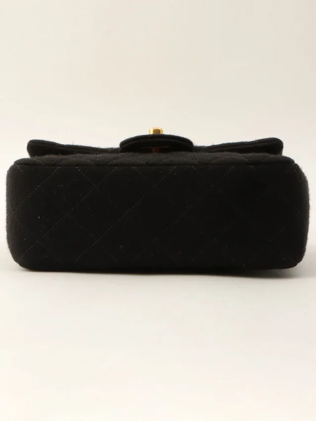 Chanel 1997-ish Cotton Classic Flap Chain Bag Mini Black in Black from VINTAGE QOO TOKYO, photo 12 of 13