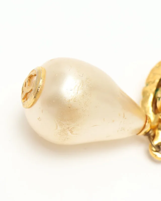 Chanel Rhinestone and Faux Pearl Drop Earrings from A Retro Tale, photo 3 of 4