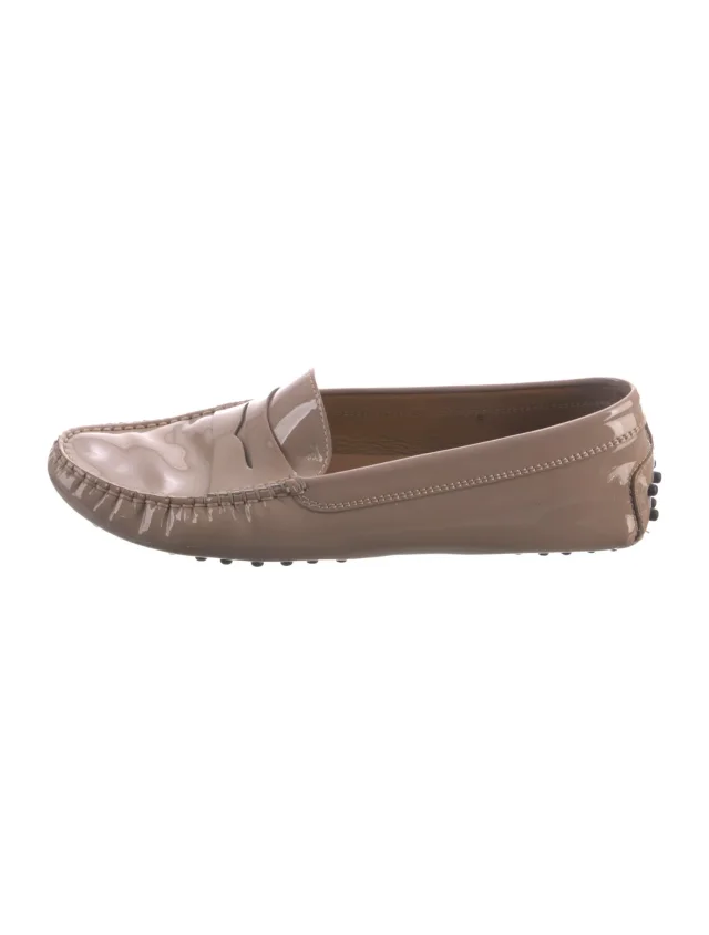 Tod's Patent Leather Pleated Accents Loafers in pink Patent leather from The RealReal