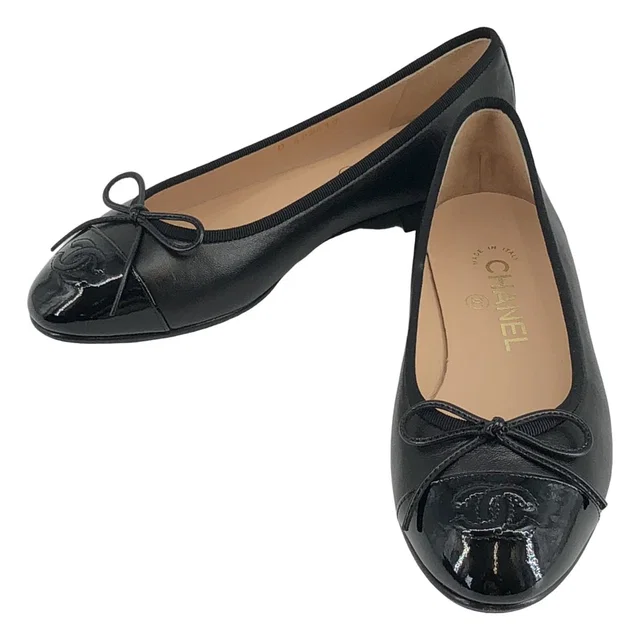 Chanel Ballerina Ballet Shoes White Gray in White from The Reluxe