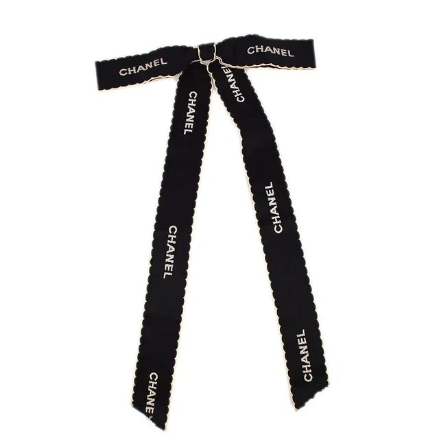 Chanel Bow Brooch Pin Black in Black Satin from AMORE Vintage Tokyo