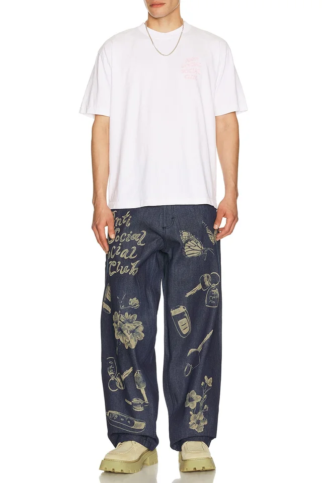 Anti Social Social Club Laser-Etched Jeans in Denim, photo 4 of 5 from REVOLVE (Canada)