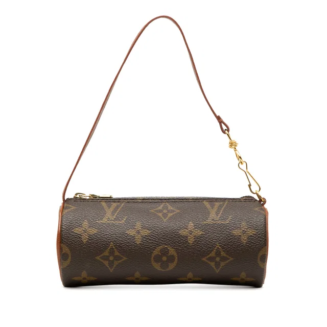 Brown Louis Vuitton Monogram Papillon Pochette Handbag in Brown Coated canvas from Designer Revival
