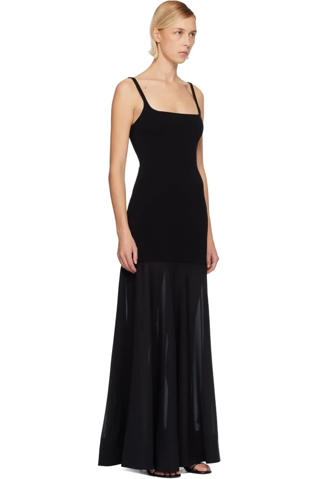 St. Agni Black Sheer Silk Circle Hem Maxi Dress, photo 2 of 4 from SSENSE
