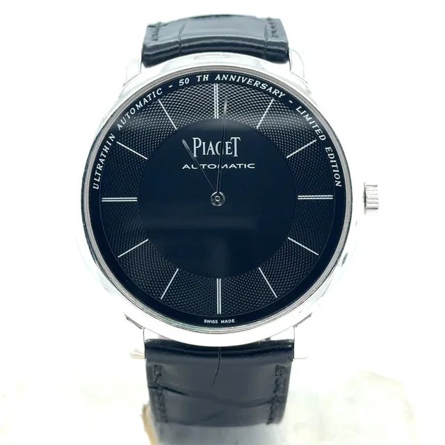 Piaget Altiplano Automatic Black Dial Mens Watch G0A35133 in black|gold|white Leather from Jomashop.com