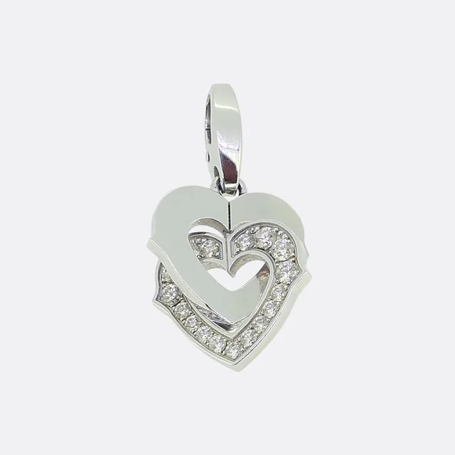 Cartier Double Heart Diamond Charm Pendant from The Vintage Jeweller