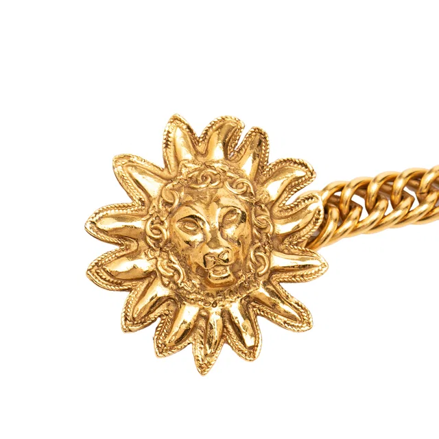 Gold Chanel Gold Plated Leo Lion Sun Medallion Charm Necklace in Gold from Designer Revival