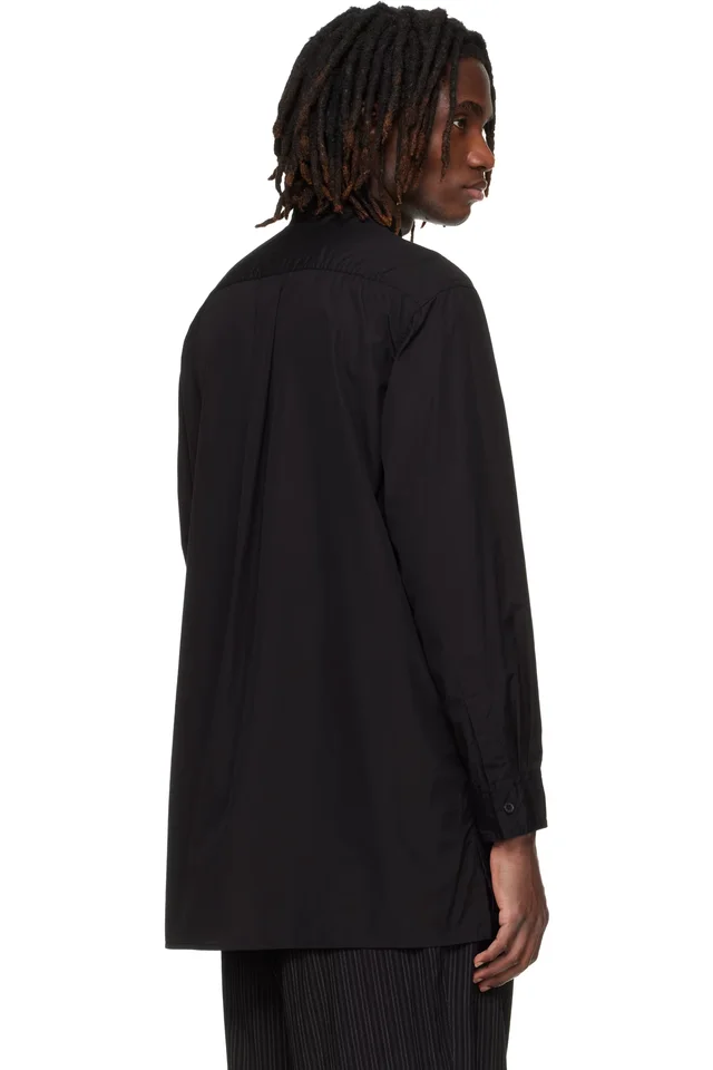 YOHJI YAMAMOTO Black Big Standard Chain Stitch Shirt, photo 3 of 4 from SSENSE