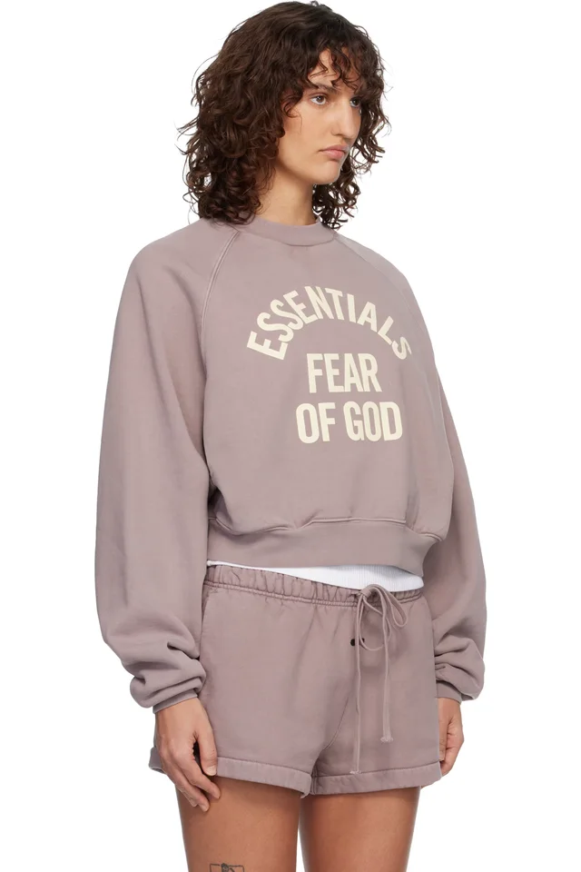 Fear of God ESSENTIALS Purple Campus 90's Cropped Raglan Sweatshirt, photo 2 of 4 from SSENSE