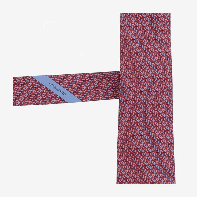 Ferragamo Silk Jacquard Necktie — Red Neckties in Red Silk from HEWI